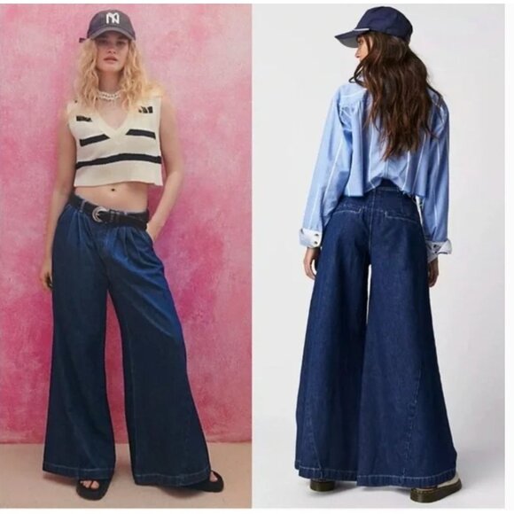 Free People We The Free Equinox Denim Slouchy Wide Leg Trouser Jeans 26 - Picture 1 of 9